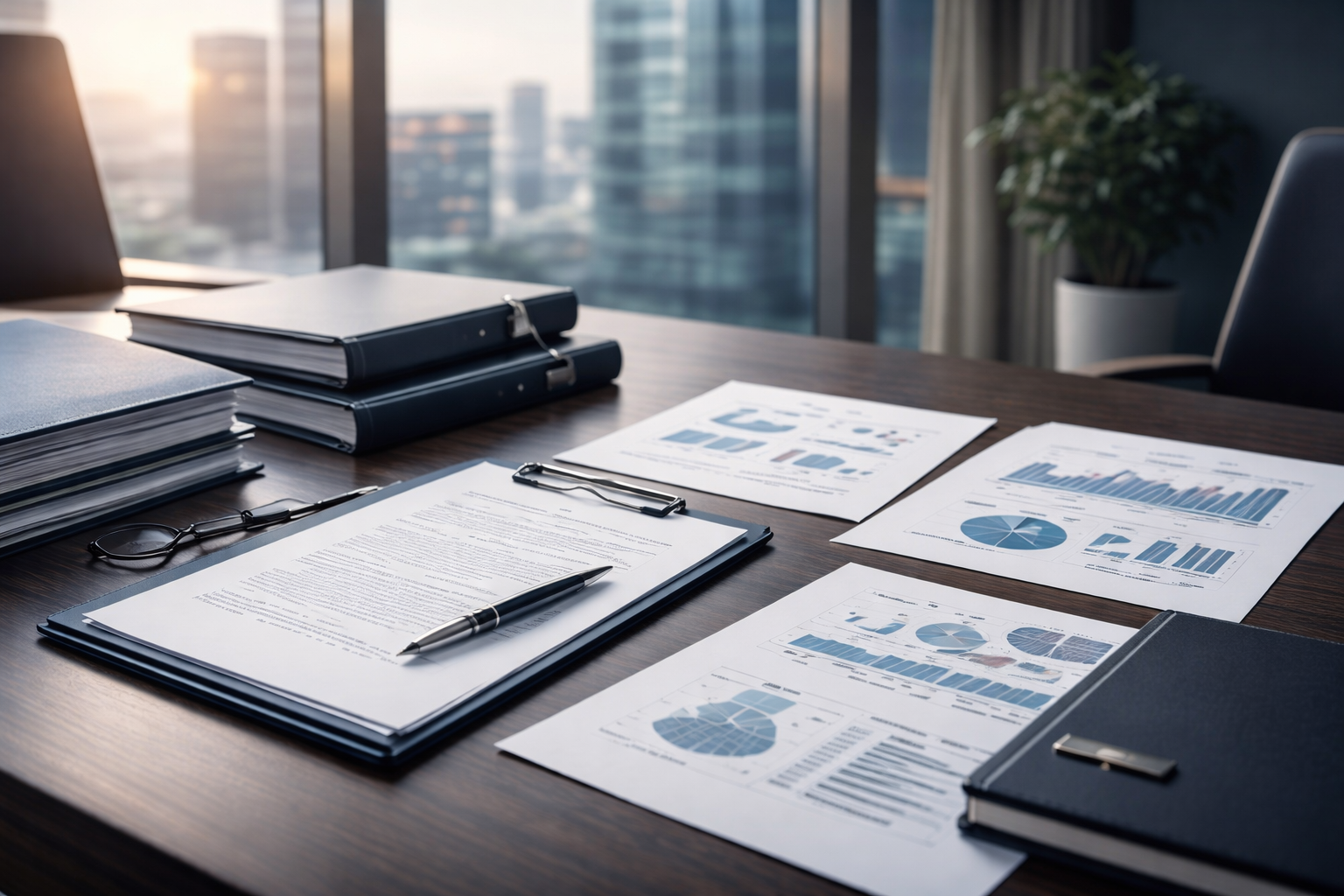 Şirketler hukuku, devir, yatırım ve kurumsal dönüşüm süreçlerini temsil eden kurumsal belge ve dosya düzeni görseli